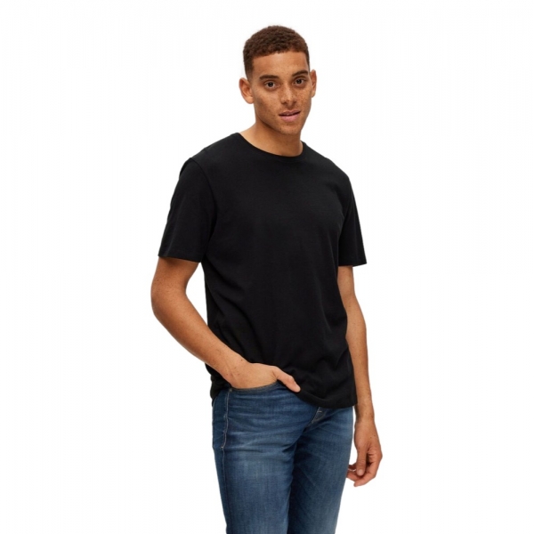 SELECTED Noos Pan Linen T-Shirt - Black