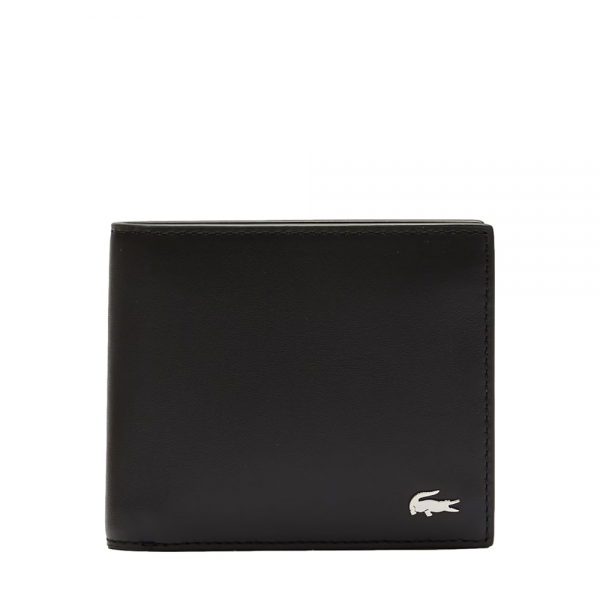 LACOSTE Billfold Leather Wallet - Noir