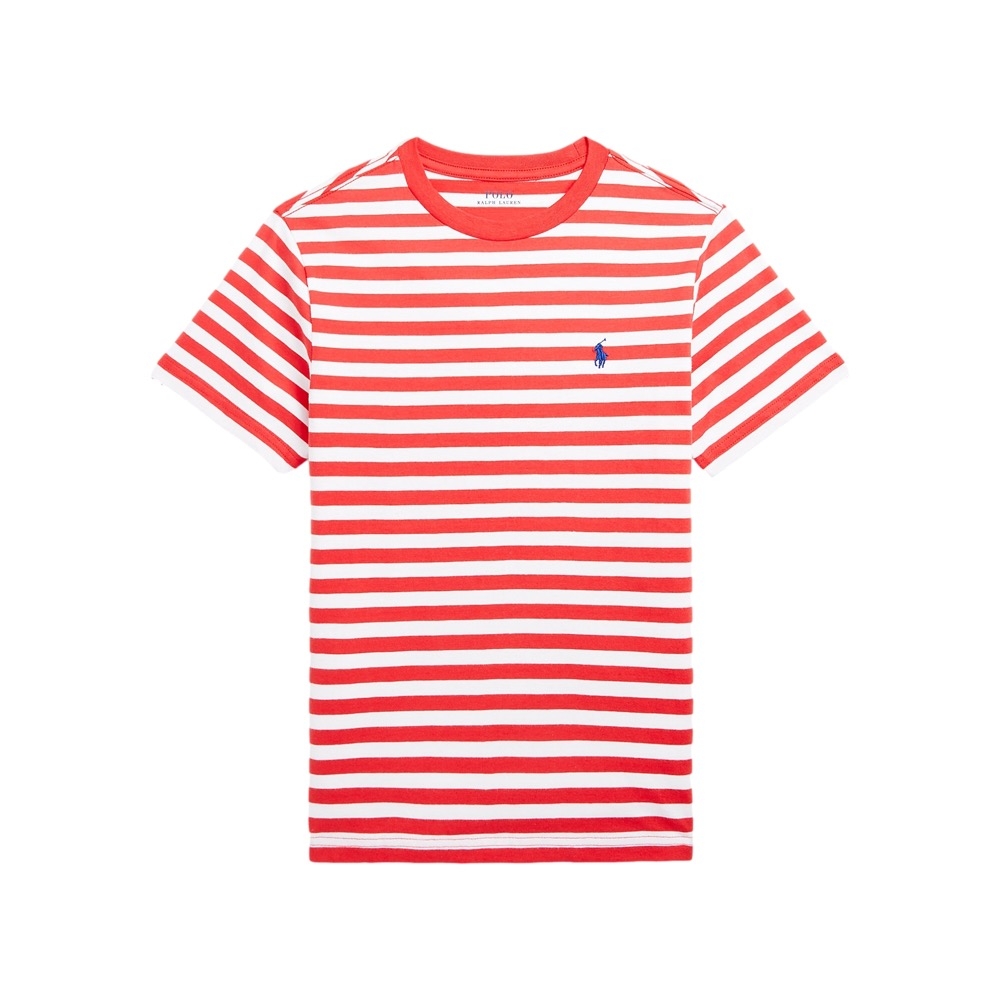 POLO RALPH LAUREN Youth Striped Cotton Jersey T-Shirt - Red - Mau...