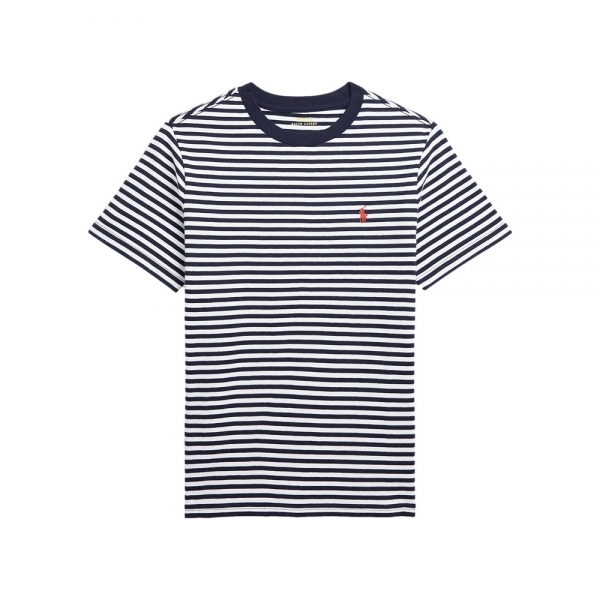 POLO RALPH LAUREN Youth Striped Cotton Jersey T-Shirt - Navy - Mau...