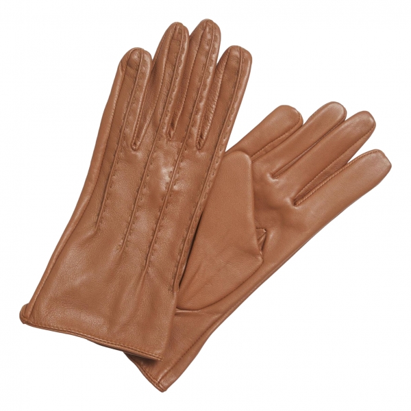 VILA Laura Leather Gloves - Caramel Cafe