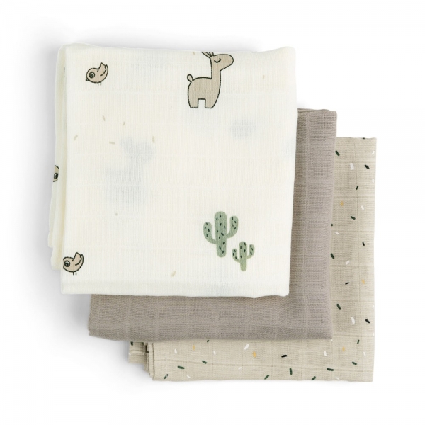 DONE BY DEER Burp Cloth - Pack 3 - Sand