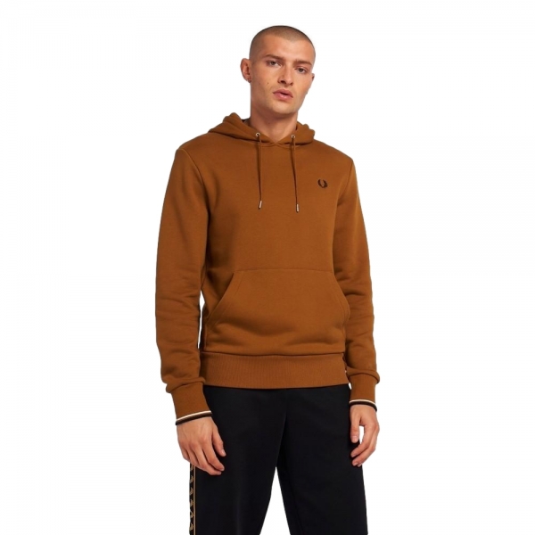 FRED PERRY Tipped Hooded Sweatshirt M2643 - Dark Caramel - Mau Feitio