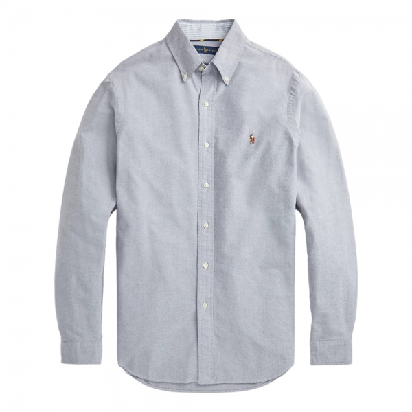 Camisa Polo Ralph Lauren Custom Fit Collar Details Cinza