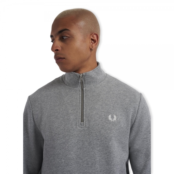 FRED PERRY Sweatshirt Half Zip M3574 - Steel Marl