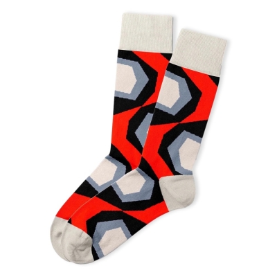 SIR TILE Geometric Red Socks