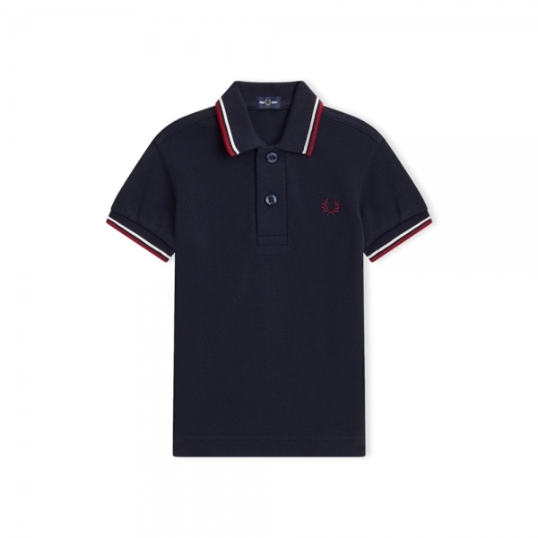 FRED PERRY Polo SY1225 - Nvy/Swht/Bntred