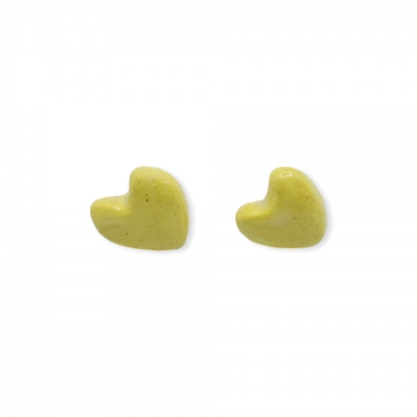 PRELUDE CERAMICS Heart Earrings - Yellow