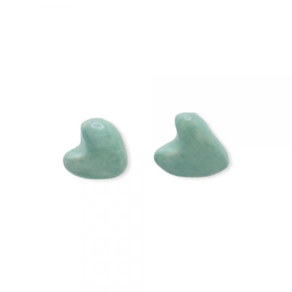 PRELUDE CERAMICS Heart Earrings - Green