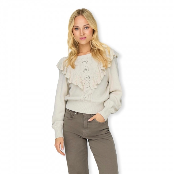 ONLY Cherry LS Ruffle Knit - Birch