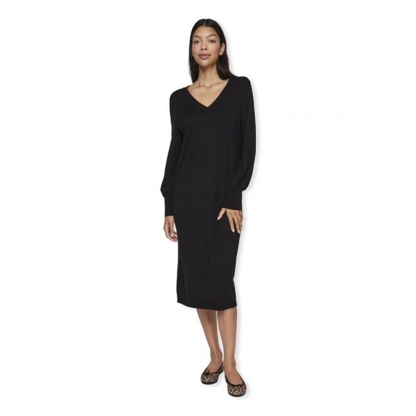 VILA Vestido Comfy V-Neck LS - Black...