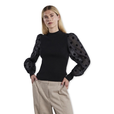 YAS Noos Dotme Knit LS - Black