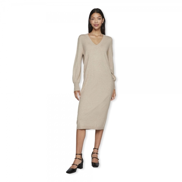 VILA Comfy V-Neck Dress L/S - Natural...