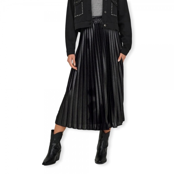 ONLY Lyon Pleated Shine Skirt - Black