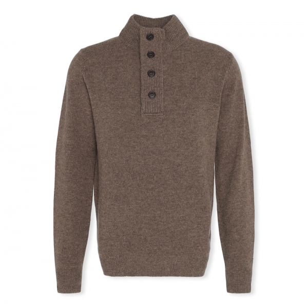 BARBOUR Patch Half Zip Knit - Dark Stone