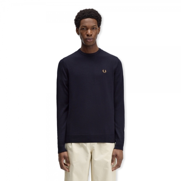 FRED PERRY Classic Crew Neck Jumper K9601 Navy Mau Feitio