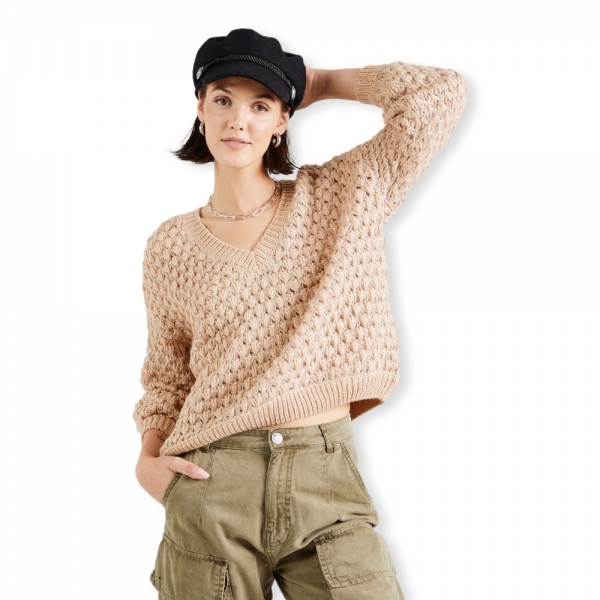 VILA Evali Knit L/S - Natural Melange