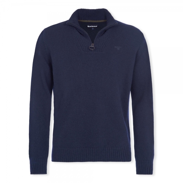 BARBOUR Lambswool Half Zip Knit - Navy