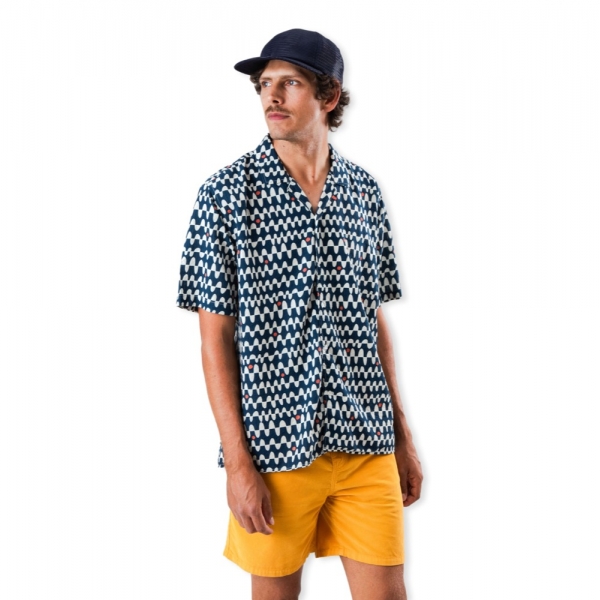 BRAVA FABRICS Sunset Aloha Shirt - Navy