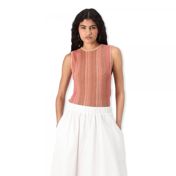 VILA Top Melvina Glitter - Aurora Red