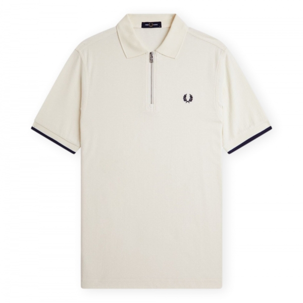 FRED PERRY Crepe Piqué Zip Neck Shirt...