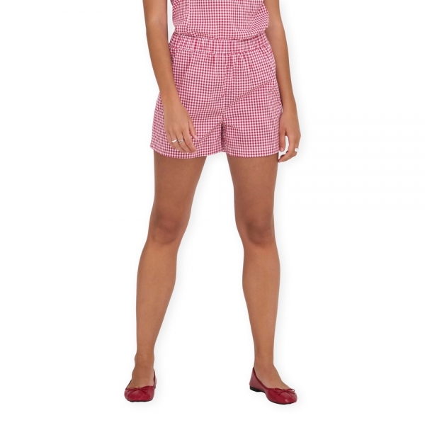 ONLY Maye Check Shorts - Salsa/White