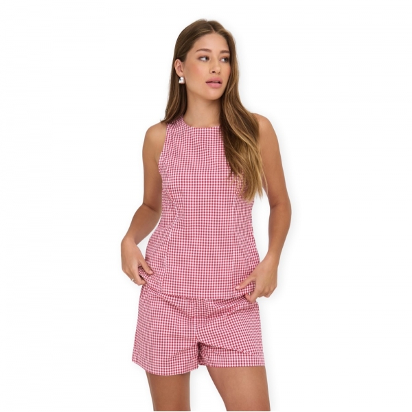 ONLY Top Maye Check - Salsa/White