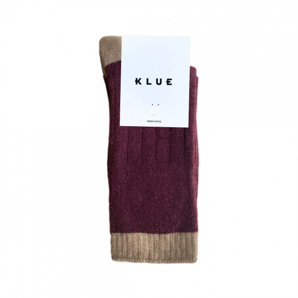 KLUE Merino Wool Socks - Burgundy/Beige