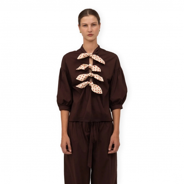 CARMEN SAYS Top Polka Dot - Brown