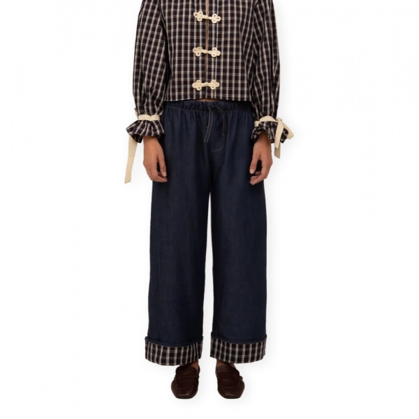 CARMEN SAYS Quirk Plaid Jeans - Navy