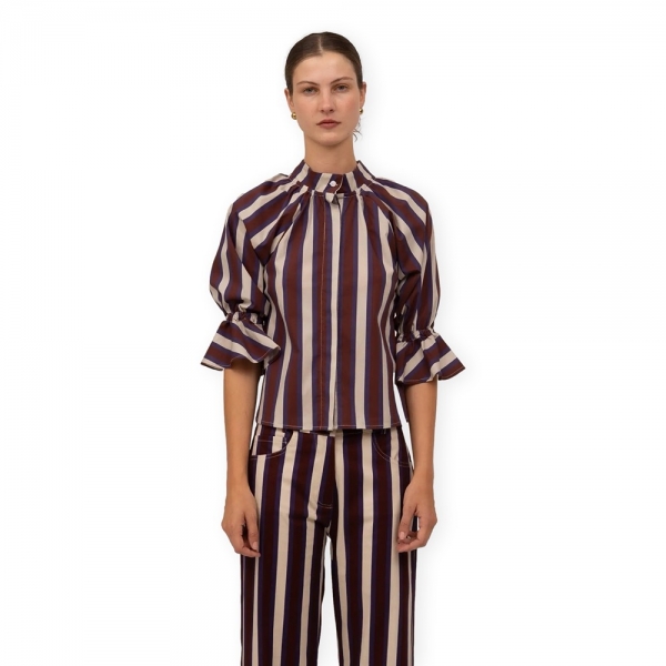 CARMEN SAYS Top - Burgundy/Blue