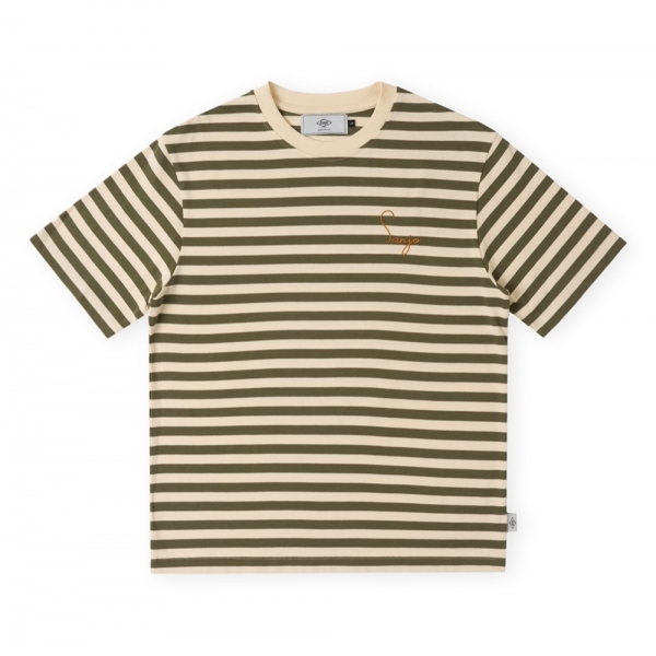 SANJO Stripes 80 T-Shirt - Kaki Ecru