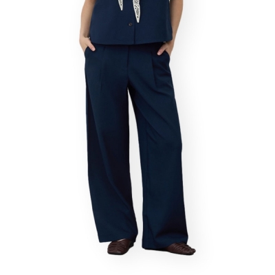 VILA Calças Rosa - Navy Blazer