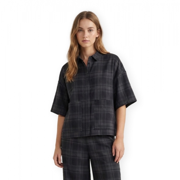 VILA Camisa Sina Check - Navy...