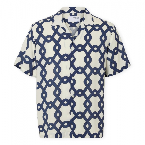 SELECTED Camisa Relax-Vero - Egret/Geo