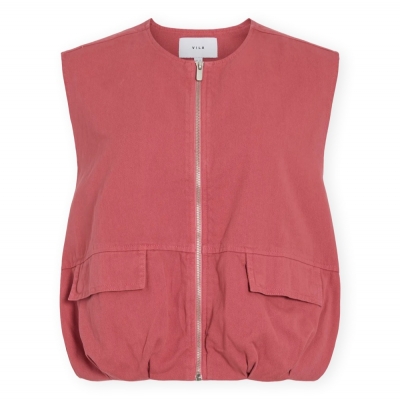 VILA Deny Vest - Holly Berry