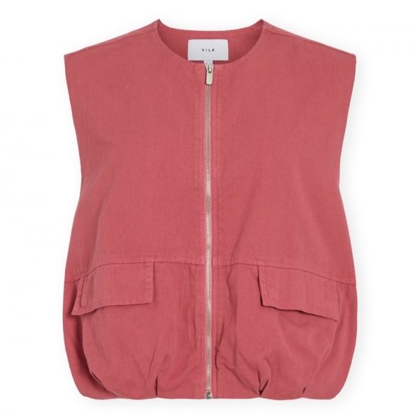 VILA Deny Vest - Holly Berry