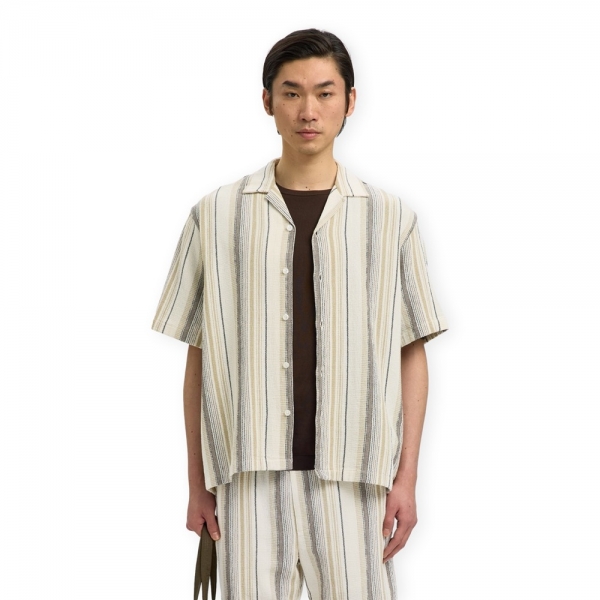 SELECTED Camisa Rlxcal - Egret/Brown...