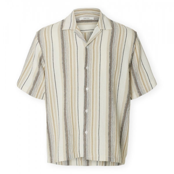 SELECTED Camisa Rlxcal - Egret/Brown...