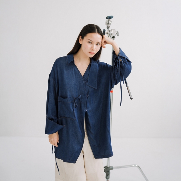MIRAKAYA Raw Shirt - Blue Denim