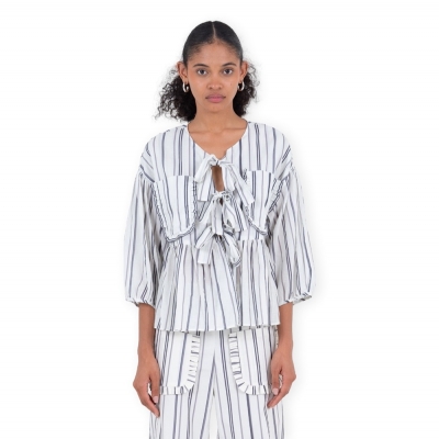 CARMEN SAYS Top - Stripes Gray