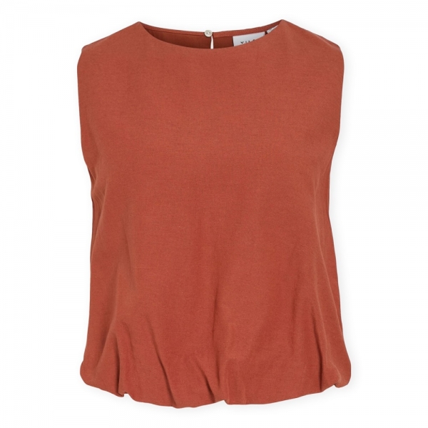 VILA Top Prisilla Balloon - Burnt Brick