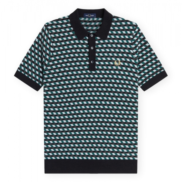 FRED PERRY Polo Geometric Knitted...