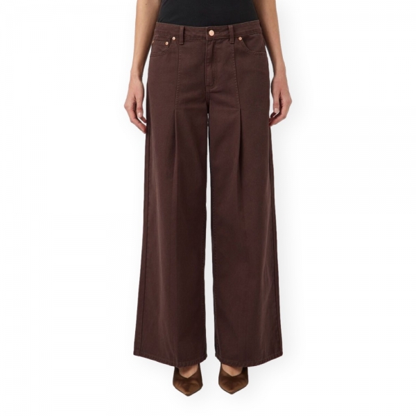 YAS Calças Elsie Wide - Coffee Bean