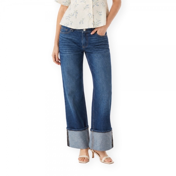 VILA Calças Bella - Medium Blue Denim