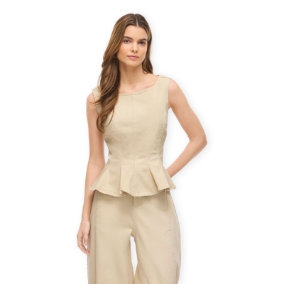 VILA Top Chia Peplum - Birch
