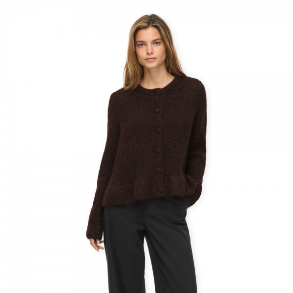 VILA Bows Flounce Cardigan - Coffee Bean