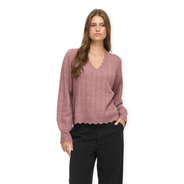 VILA Zira V-Neck Knit - Nostalgia Rose