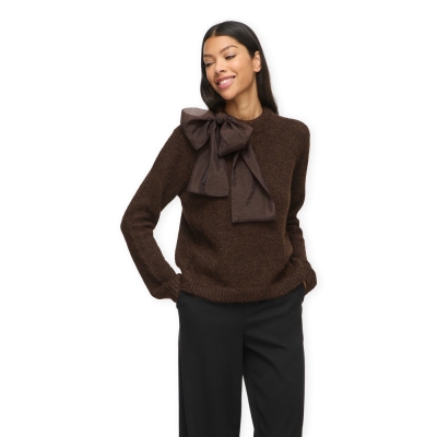 VILA Bows Highneck Knit -...
