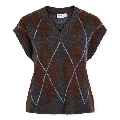 VILA Argyle Knit - Dark...